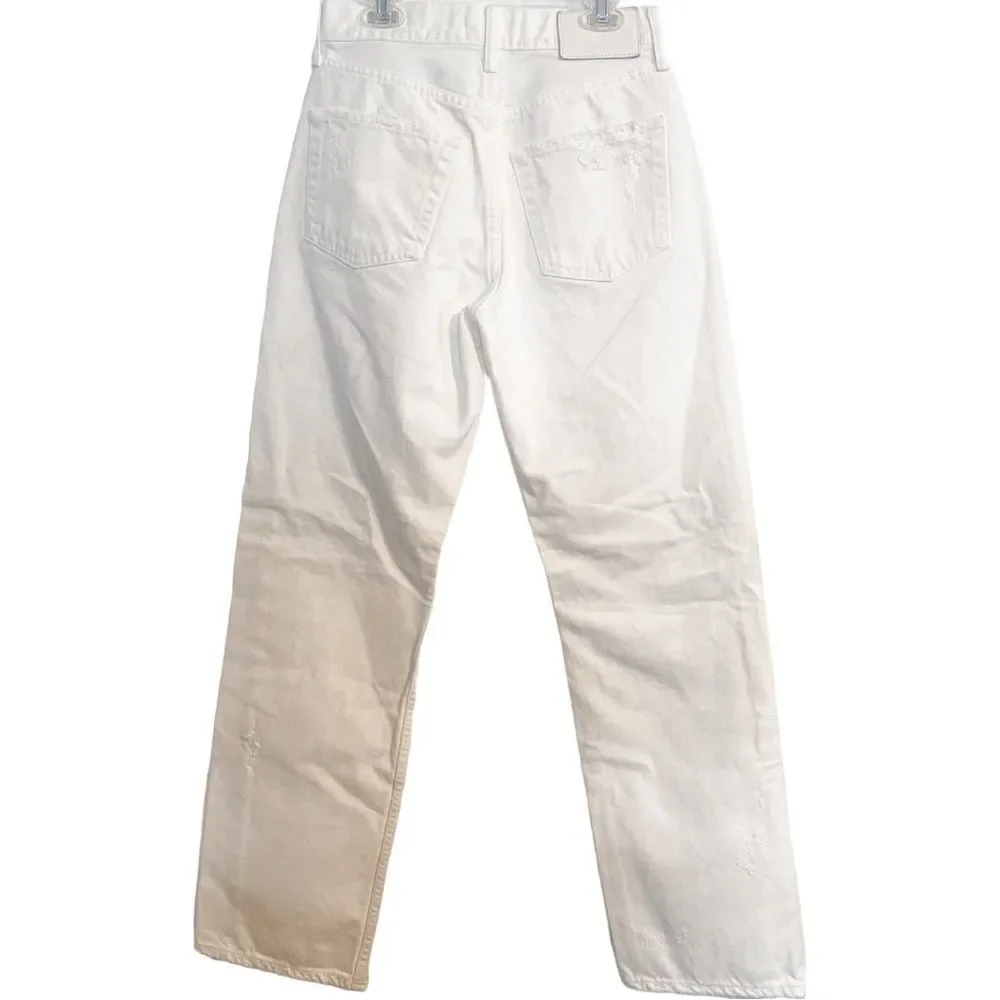 Moussy Vintage Distressed Straight Leg Jeans in White 26 - Picture 4 of 8